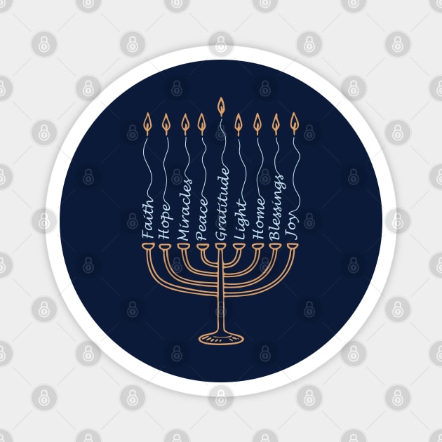 Gratitude Menorah – Hand-Drawn Typography Magnet by Thank HaShem